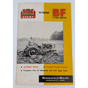 Minneapolis Moline BF Hi Torque 2 Plow Tractor Advertising Sales Brochure 1950's